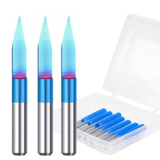 10Pcs Carbide CNC Router Bits Set 1/8 Shank V Engraving Bit 10-25 Degree Blue
