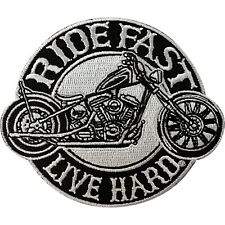 Ride Fast Live Hard Patch Iron On Sew On Motorcycle Motorbike Jacket Biker Badge