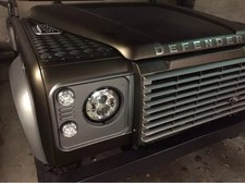 7" Inch LED HEADLIGHT PAIR Land Rover Defender DOT SAE E Approved CHROME RHD LHD