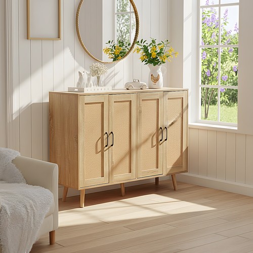 Rattan door sideboard cabinet - rattan-door,