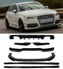 AUDI A3 S3 8V SPORTBACK BODYKIT DIFFUSER SPOILER SKIRTS BLACK PRE-FACELIFT 2013+