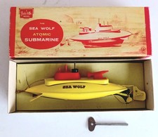 Sutcliffe Sea Wolf Submarine. Boxed & Working Clockwork Submarine with Key. 