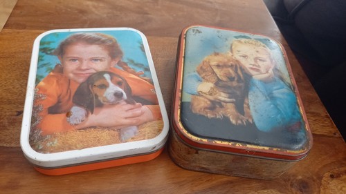 Vintage girl puppy blue - vintage,