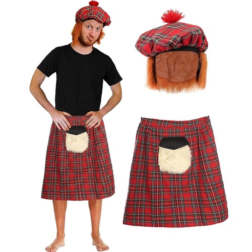 Men tartan scottish kilt - scottish, +