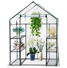 New Walk In Greenhouse PVC Plastic Garden Grow Green House with 4 Shelves