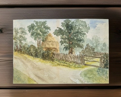 Old farm painting antique - painting,