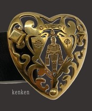 GUCCI BELT Chain AUTH logo mark Vintage Rare Gold GG Heart Crest Medal kenkenjp