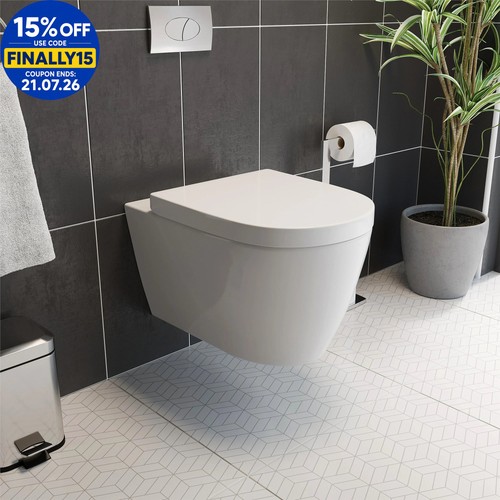 Wall hung rimless toilet - wall,