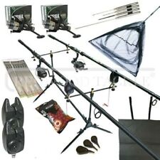 Carp fishing Set Up Complete With 3PC Rods Reels Alarms Net Bait Tackle