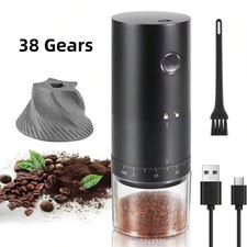 Portable Electric Coffee Grinder 38 Gears Adjustable Ceramic Burr Long Battery