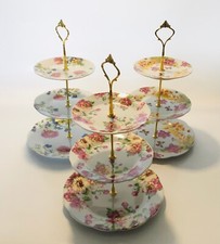 3 Tier Ceramic Vintage Floral Display Cake Stands Afternoon Tea Events Catering 