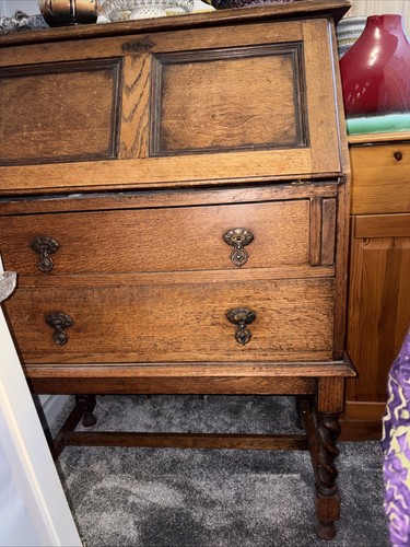 Vtg oak writing desk - vtg,