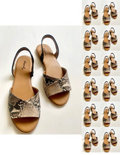 WHOLESALE BULK FLAT SNAKE PRINT SANDALS FOR WOMEN 12 PAIRS