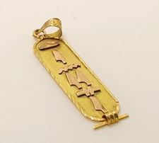 Egyptian 18K Gold Cartouche Name Hieroglyphic Symbols Ingot Pendant 1.3g #22030