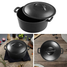 2L 4L Cast Iron Casserole Dish Pot Pan Basting Stew Stock Pot Baking Dutch Oven