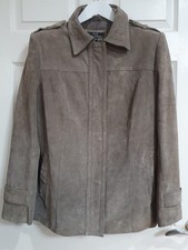 Wallace Sacks Women's Suede Leather Jacket Vintage UK 16 / Eu44, Taupe
