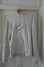 Saint Laurent Men’s Ecru Distressed Animalier Signature Print Hoodie Size L