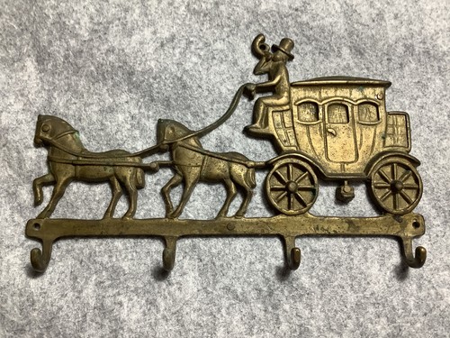 Vintage brass horse - brass, carriage