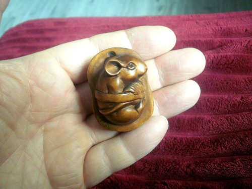 Hand carved wood netsuke - wood,