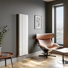 Vertical Double Flat Panel Designer Radiator - 1600 x 456mm White 12 Tubes