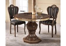 VENUS DESIGN WALNUT/GOLD ITALIAN HIGH GLOSS ROUND EXT DINING TABLE & 4 CHAIRS