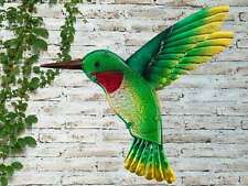 Creekwood Colourful Green Hummingbird Metal Glass Garden Wall Art