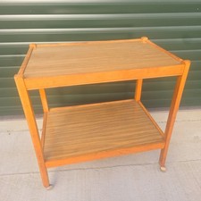 Mid Century Modern 2 Tier Wooden Tea Drinks Trolley Bar Cart Side Table Vintage