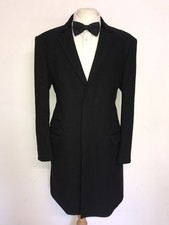 A39 Savile Row - Mens Long BLACK COVERT WOOL COAT - M - 40-42 Reg - GORGEOUS