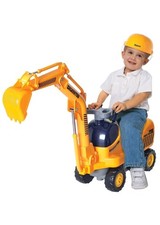 Kids Micro Excavator Ride On Toy with Digger Arm & Hard Hat Push Along Truck