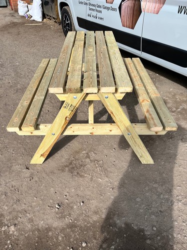 Wooden picnic table - table, pub