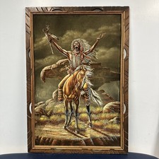 ERNESTO SANCHEZ INDIAN ON HORSE EAGLE HEAD NATIVE AMERICAN RITUAL SPIRIT CLAW