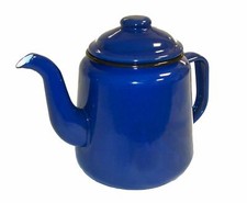 Falcon Enamel Tea Pot Blue 14cm Pint Traditional Old Style Camping Travel Picnic