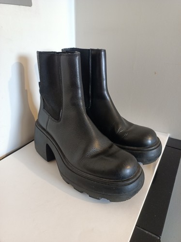 Zara women black leather - black,