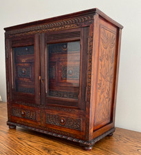 RARE ANTIQUE ORIENTAL CHINESE FINLEY CARVED MID 19TH C SPICE CABINET