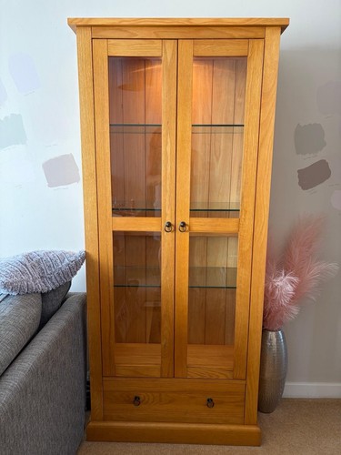 Oak glass display cabinet free - oak,
