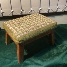 Antique Small Oak Stool With