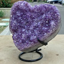 8.3LB - Amethyst Heart Cluster - Natural Crystal on Stand - Valentine's Gift