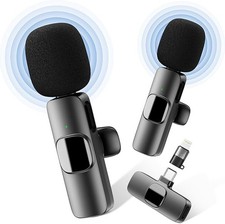 YRF Wireless Lavalier Microphone for iPhone, Samsung & Android Phones (2 TX 1RX)