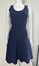 Alaia Navy Scalloped Sleeveless Dress, XS/S