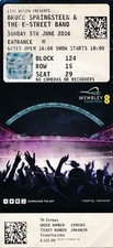 CONCERT TICKET - Bruce Springsteen & The E-Street Band @ Wembley Stadium 2016