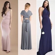 MULTIWAY BRIDESMAID EVENING CRUISE HOLIDAY MAXI DRESS NAVY MID GREY DUSKY PINK