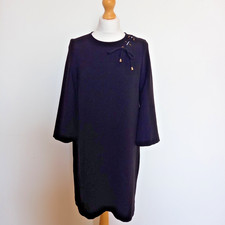 Tara Jarmon UK 8 FR 36 Classic Black Short Day Dress w Lacing Detail Designer