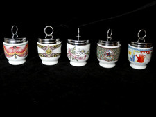5 Regular Vintage Royal Worcester Egg Coddlers All Different 3 1/2"