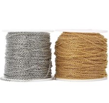 50M/Roll Silver/Gold Stainless Steel Link Chain Necklace Bracelet DIY Wholesale