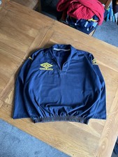 Vintage 90s Umbro drill top Navy And Yellow Size Large Great Condition