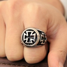 Men Black Silver Iron Cross