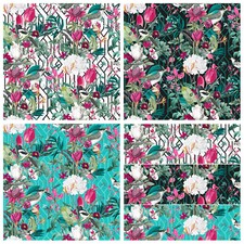 Flowers & Birds Printed Velvet