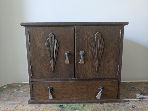 Antique art deco oak double - antique,