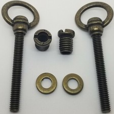 SMALL Antique Brass Steel Cheval Mirror Mount Set vintage retro old kit screws