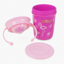 Nuby 360 Cup 240ml Toddler Beaker Leak Proof BPA Free Pink Pelican 6m+